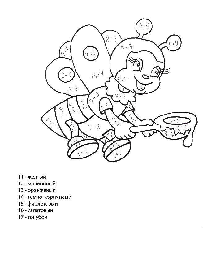 Coloring Bee. Category mathematical coloring pages. Tags:  mathematics, mystery.