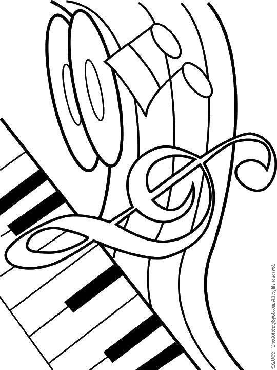 Название: Раскраска Пианино и музыка. Категория: Музыка. Теги: музыка, пианино.