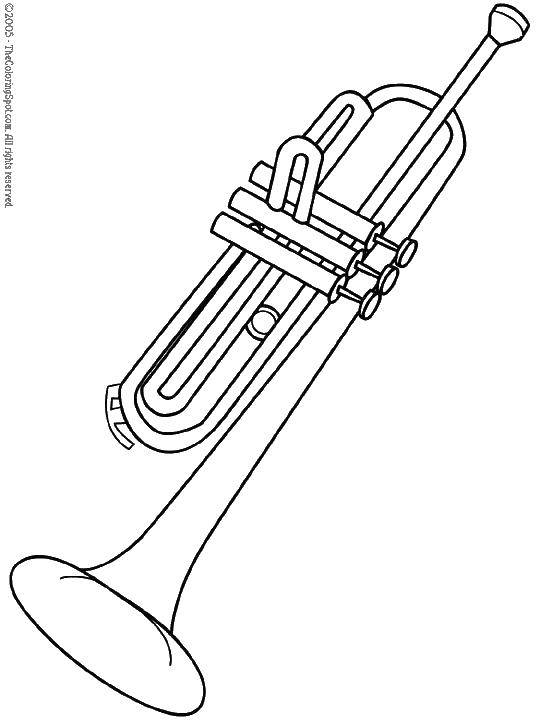 Название: Раскраска Труба. Категория: музыкальные инструменты. Теги: музыкальные инструменты, труба.
