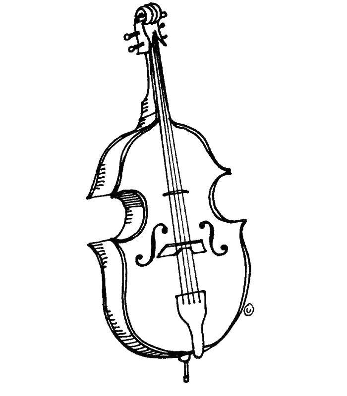 Coloring Cello without a bow. Category Music. Tags:  Music, instrument, musician, note.