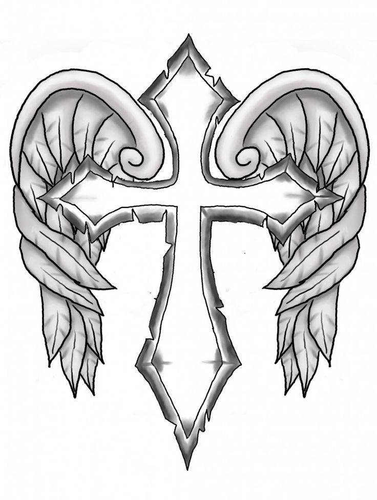 Coloring Cross and wings. Category coloring pages cross. Tags:  the wings and the cross.
