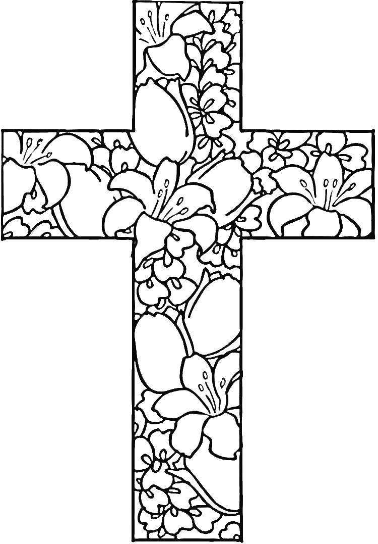 Название: Раскраска Крест в цветочках. Категория: раскраски крест. Теги: крест, цветы.