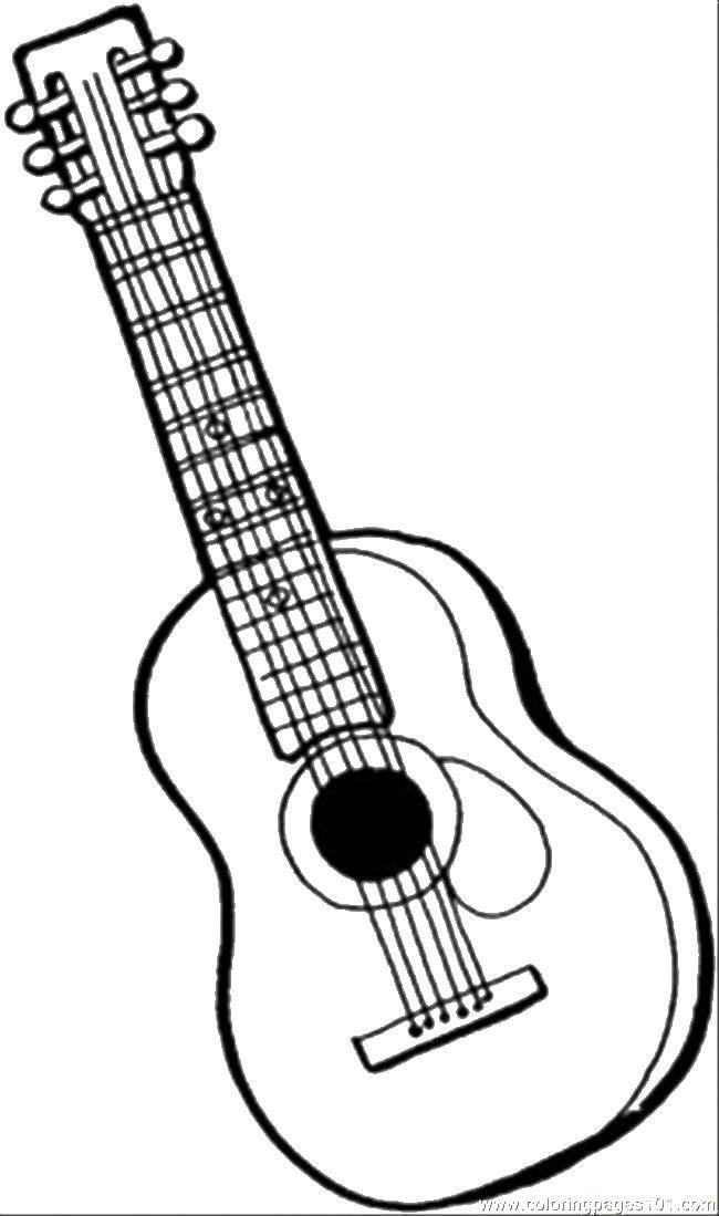 Coloring String guitar. Category Music. Tags:  Music, instrument, musician, note.