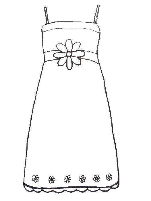 Розмальовки  Сукня з ромашкою. Завантажити розмальовку ромашка, плаття.  Роздрукувати ,Сукні,