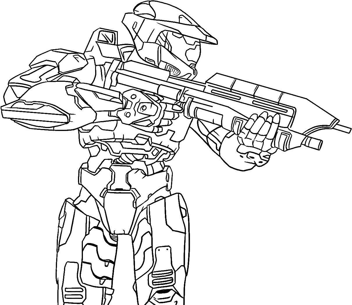 Coloring An armored soldier with a gun. Category weapons. Tags:  automatic , soldiers.