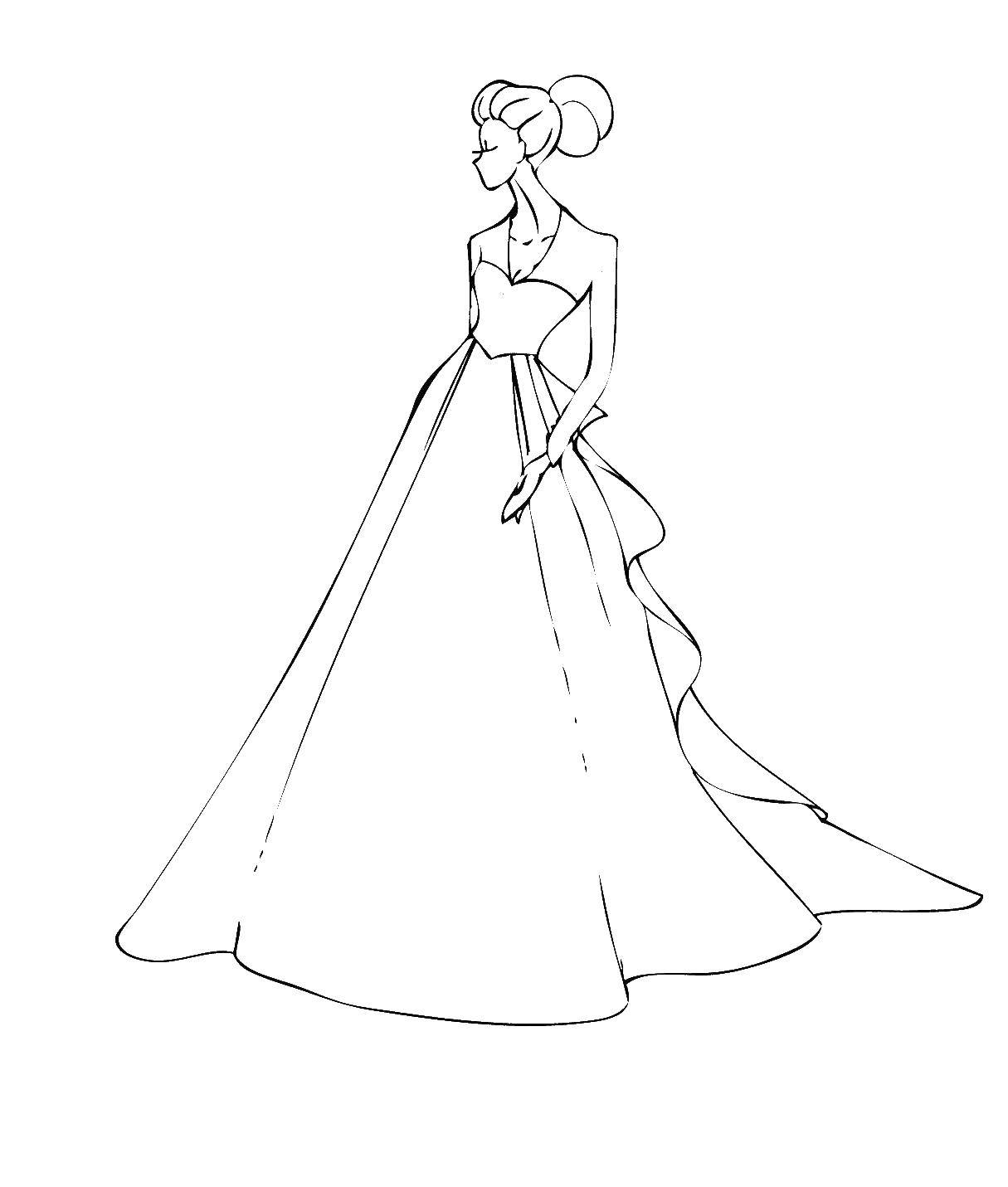 Coloring Girl in evening dress. Category Dress. Tags:  dress, clothes.