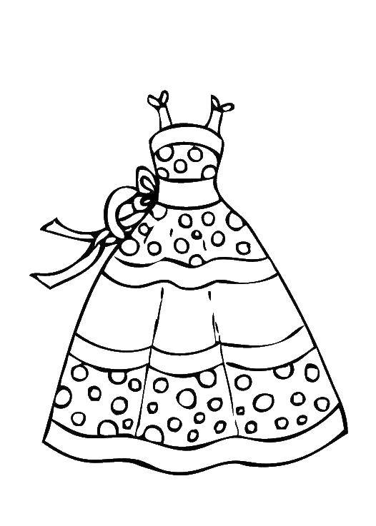 Coloring Polka dot dress with bow. Category Dress. Tags:  dress, bow, for girls.