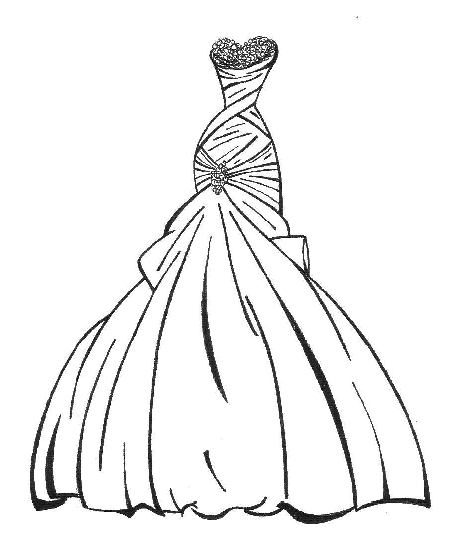 Название: Раскраска Шикарное свадебное платье. Категория: Платья. Теги: платье, свадьба.