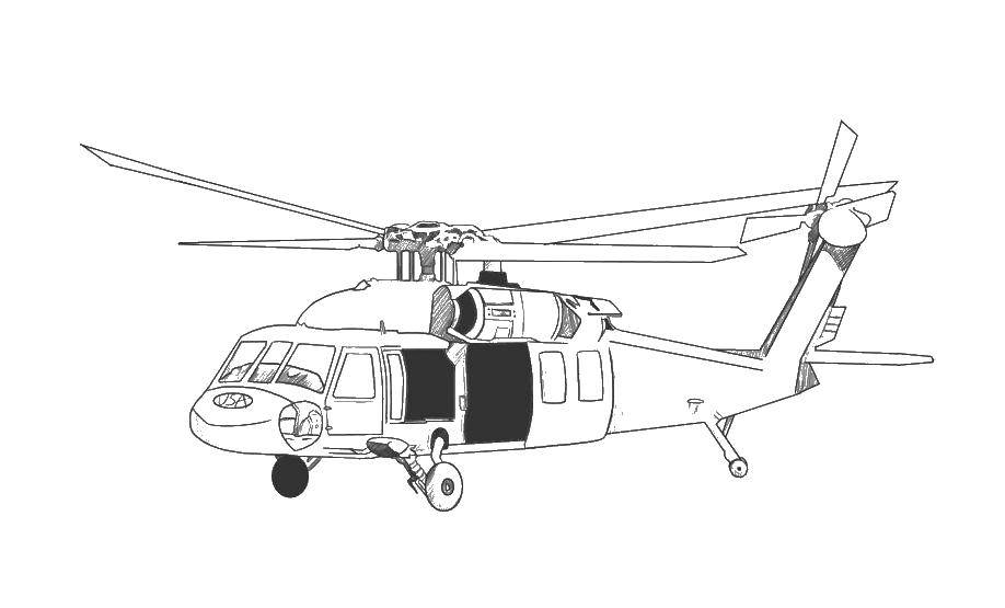 Название: Раскраска Большой вертолет. Категория: Вертолеты. Теги: вертолеты, воздушный транспорт.