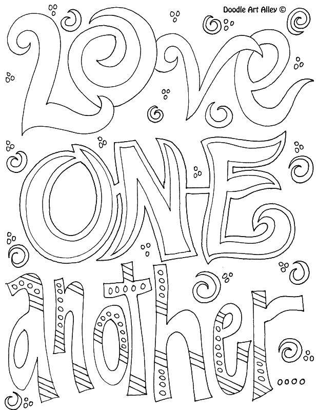 Coloring Inscription about love. Category I love you. Tags:  love, labels.
