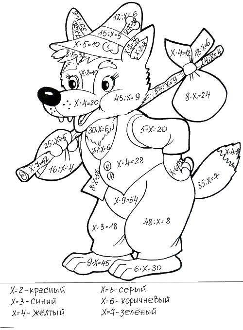 Coloring Wolf. Category mathematical coloring pages. Tags:  mathematics, mystery.