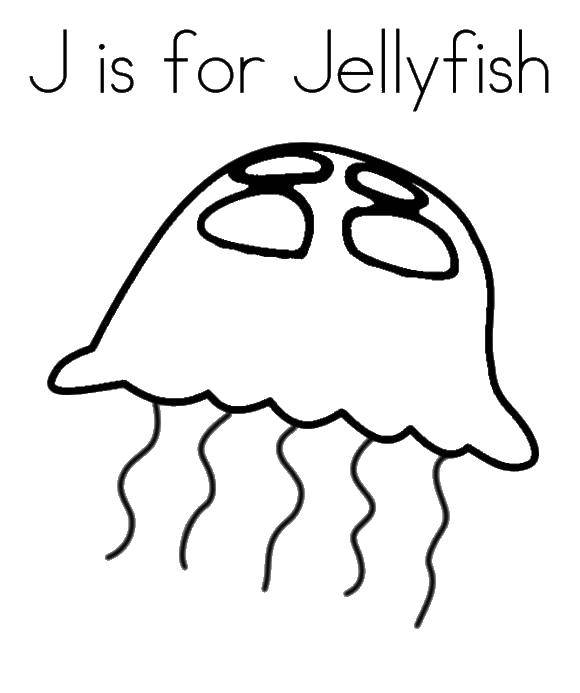 Coloring M means jellyfish. Category Sea animals. Tags:  marine animals, water, sea, jellyfish.