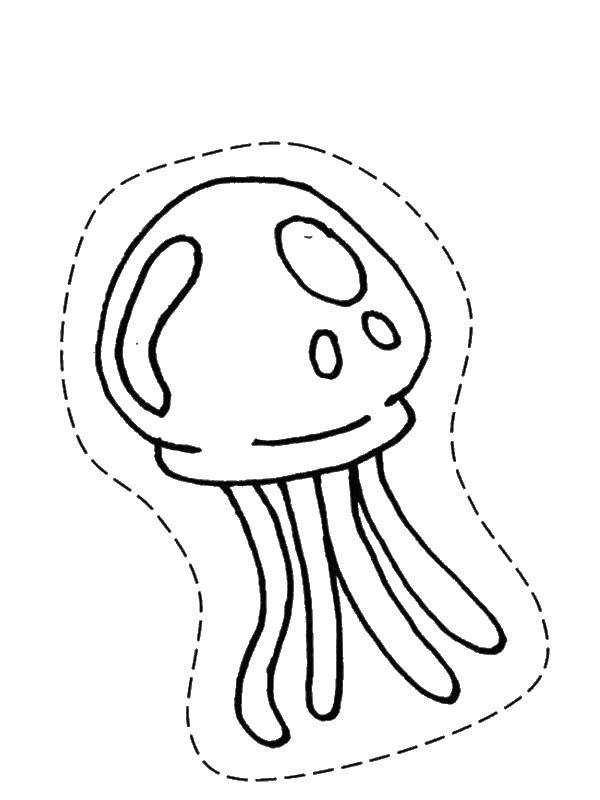 Название: Раскраска Медузы встречаются в соленых морях. Категория: Морские обитатели. Теги: медуза, рыбы.