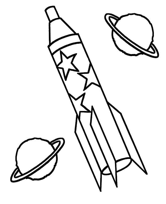 Название: Раскраска Ракета в космосе. Категория: космос. Теги: ракета, космос.
