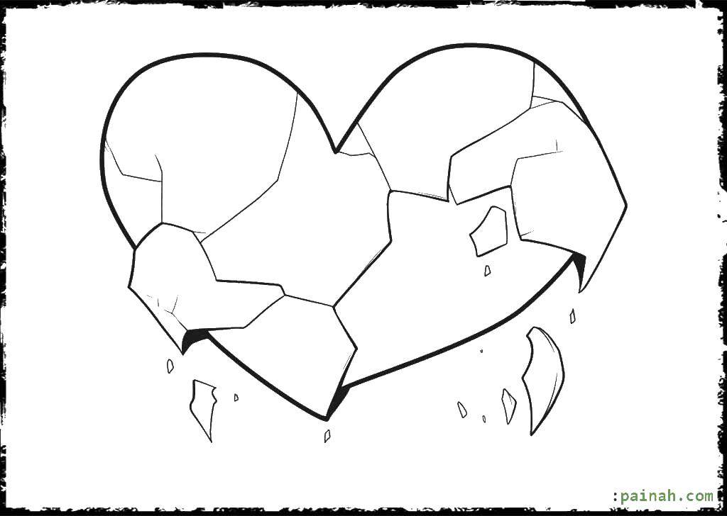 Coloring Cracked heart. Category Hearts. Tags:  Heart, love.