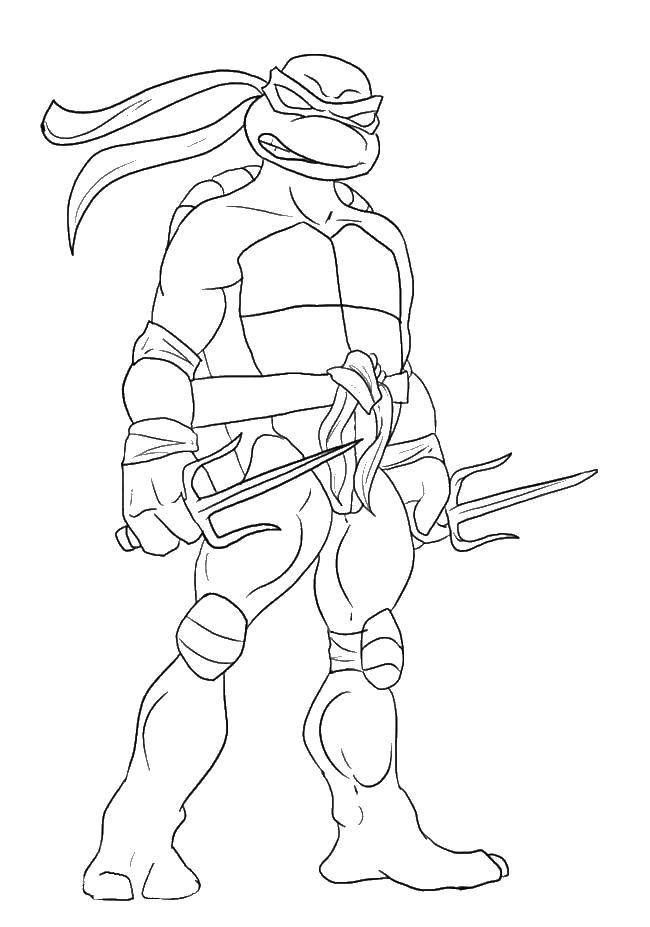 Coloring Michelangelo forks. Category Cartoon character. Tags:  forks, turtle ninja.
