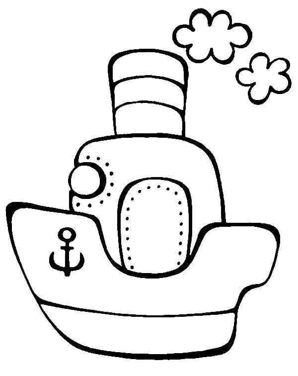 Название: Раскраска Кораблик на воде. Категория: малышам. Теги: Корабль, пароход.