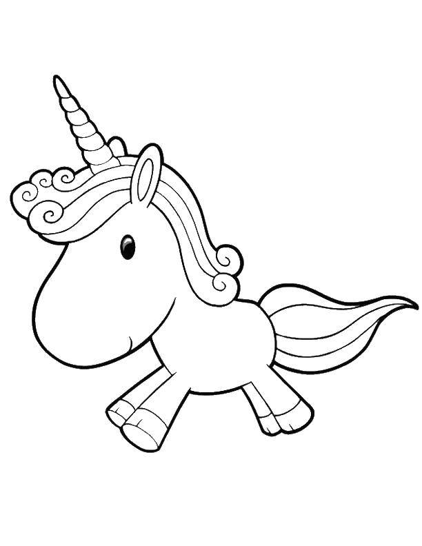 Coloring Cute unicorn. Category Ponies. Tags:  ponies, horses, horse.