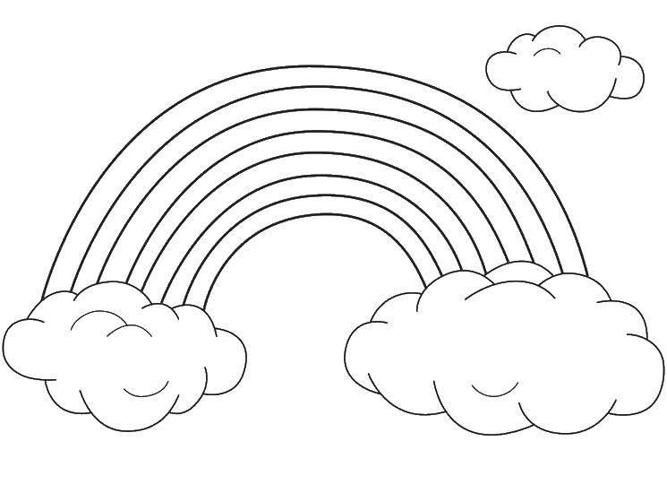 Название: Раскраска Радуга в пушистых облаках. Категория: Радуга. Теги: Радуга, облака.