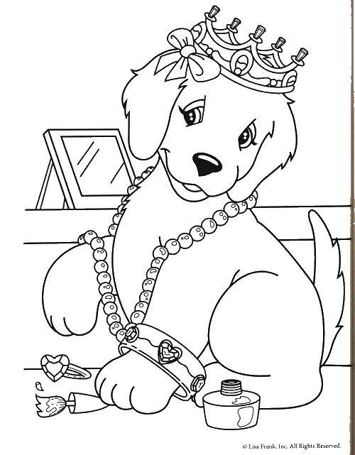 Название: Раскраска Собачка принцесса. Категория: домашние животные. Теги: животные, собака, щенок, пес, принцесска.