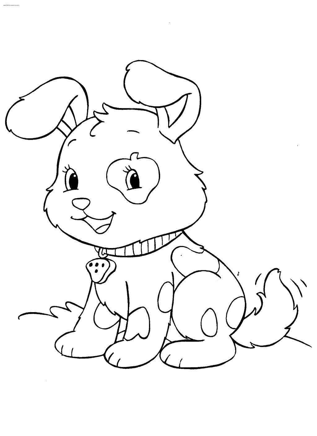 Coloring Doggy with a collar of klubnikoy. Category Pets allowed. Tags:  animals, dog, puppy, dog.