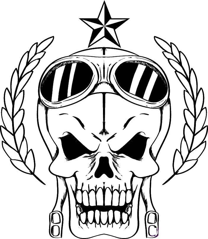 Coloring The skull and arms of the USSR. Category Skull. Tags:  skull, glasses, ears, star.