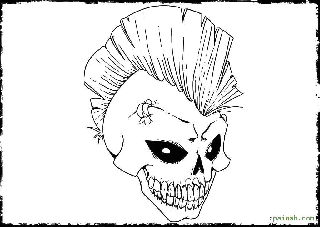 Coloring Skull with a Mohawk. Category Skull. Tags:  skull, hair, a Mohawk.