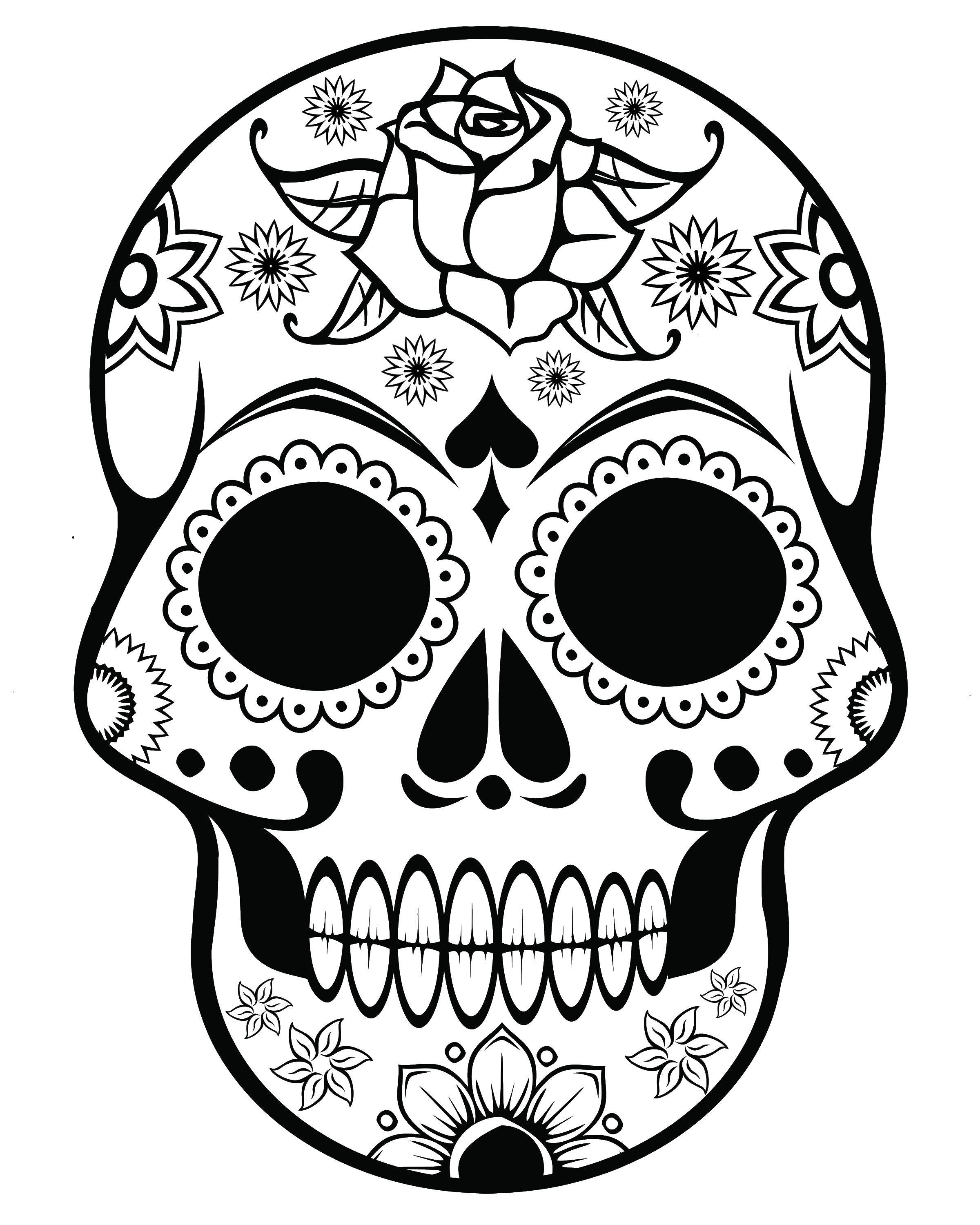 Coloring Skull with rose. Category Skull. Tags:  skull, flowers, patterns, rose.
