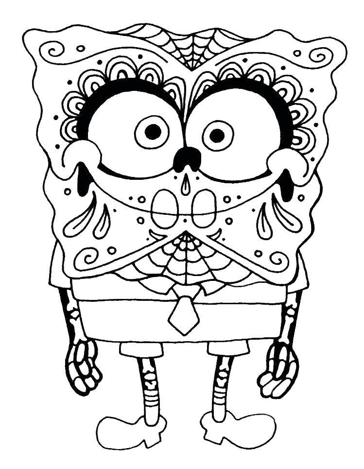 Coloring Skull spongebob. Category Skull. Tags:  skull, patterns, flowers.