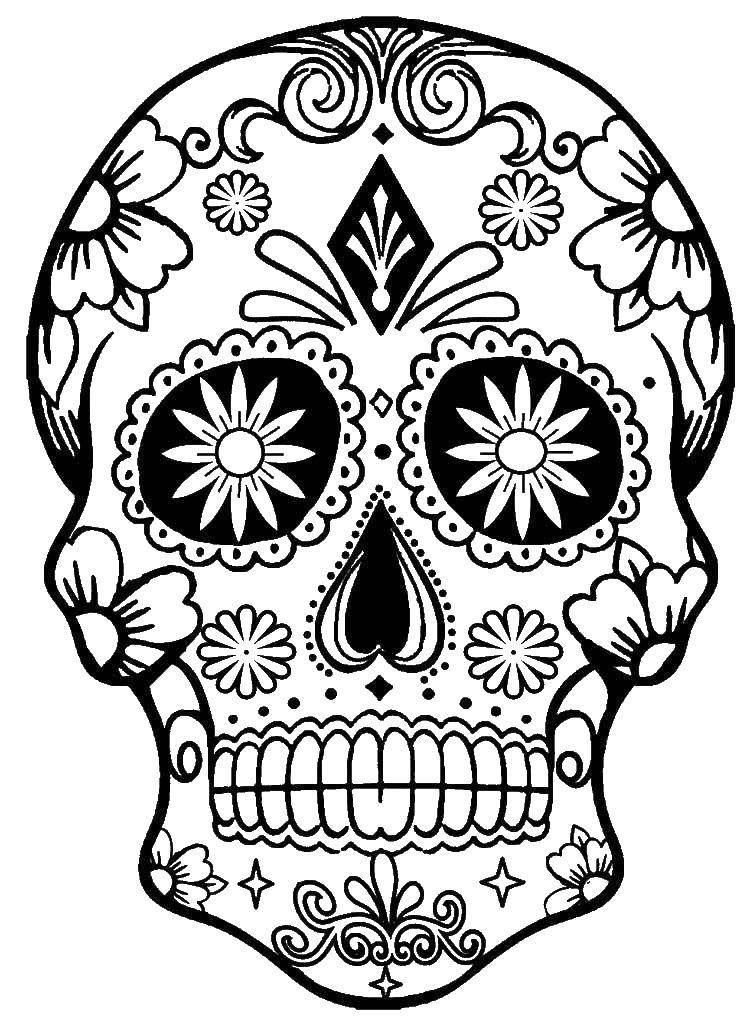 Coloring Skull in a Daisy. Category Skull. Tags:  skull.