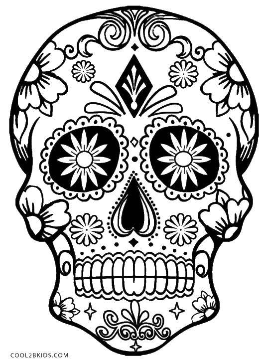 Coloring The skull patterns. Category Skull. Tags:  skull, patterns, flowers, eyes, flowers.