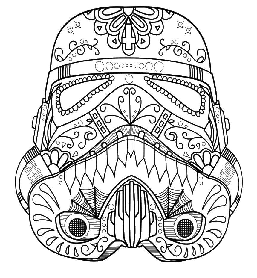 Coloring The mask of Darth Vader in the patterns. Category Masks . Tags:  mask, Darth Vader.