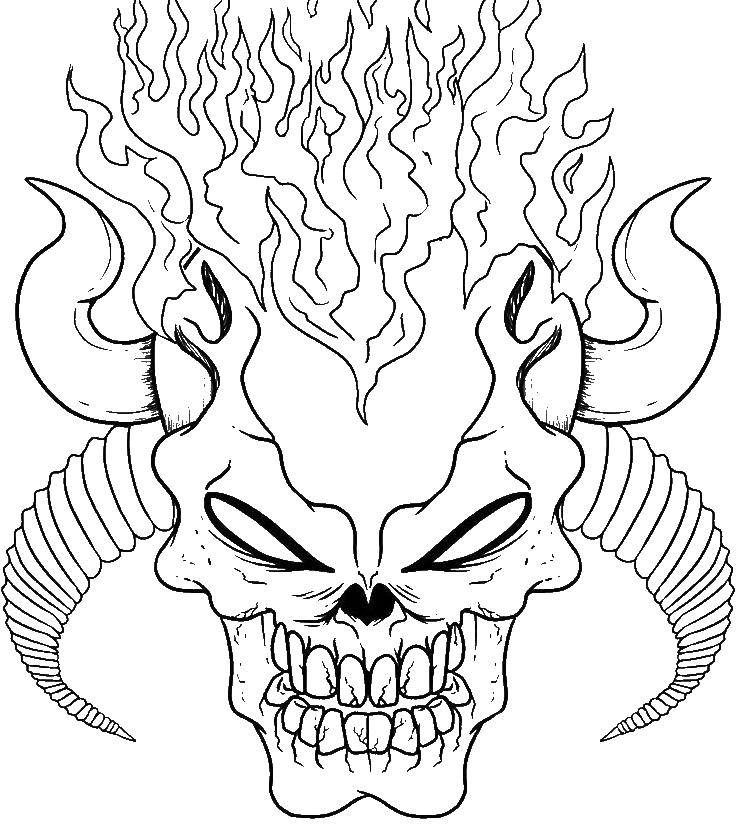Coloring Flaming skull lizard. Category Skull. Tags:  lizard, skull, fire.