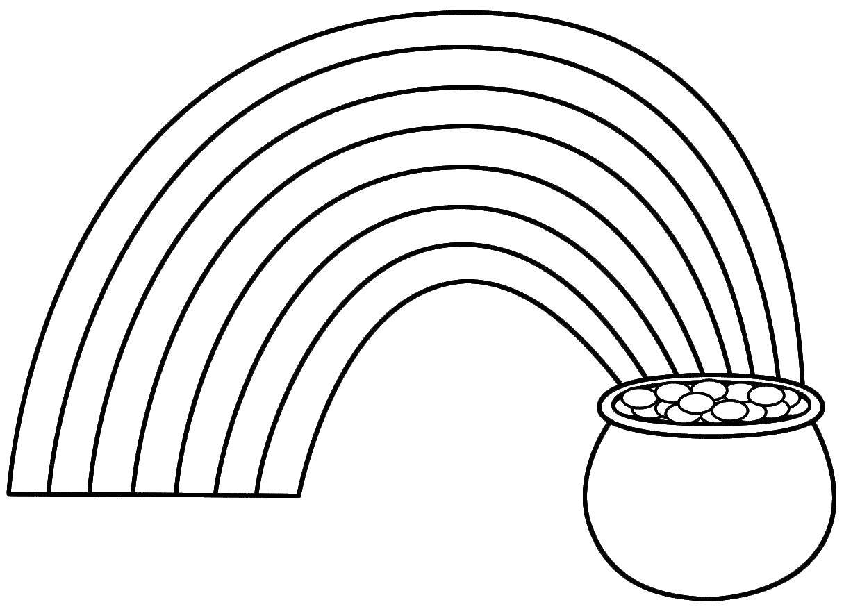 Coloring Rainbow and pot with coins. Category The rainbow. Tags:  rainbow, pot, coins.