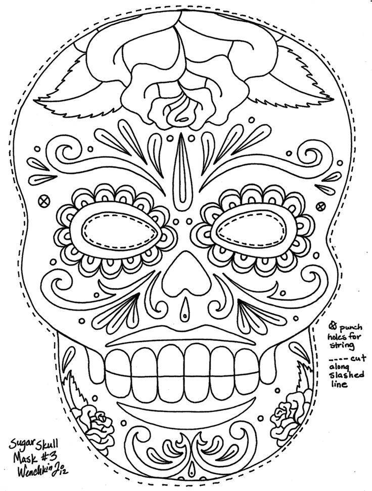 Coloring Roses and patterns on the skull. Category skull. Tags:  skull, patterns, flowers, rose.