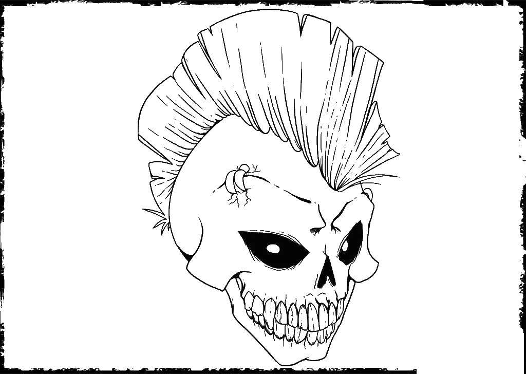 Coloring Skull rocker. Category Skull. Tags:  skull.