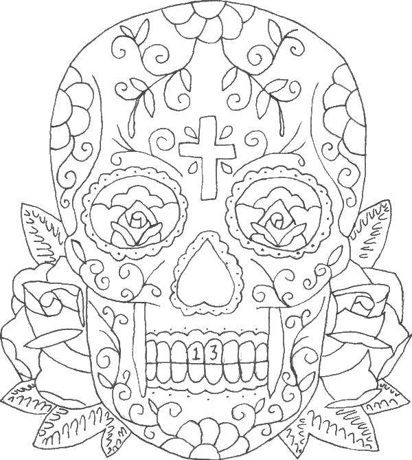 Coloring Skull with cross on forehead. Category Skull. Tags:  skull.