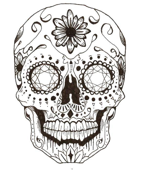 Coloring The skull in the patterns with pictures. Category Skull. Tags:  skull, patterns, flowers.