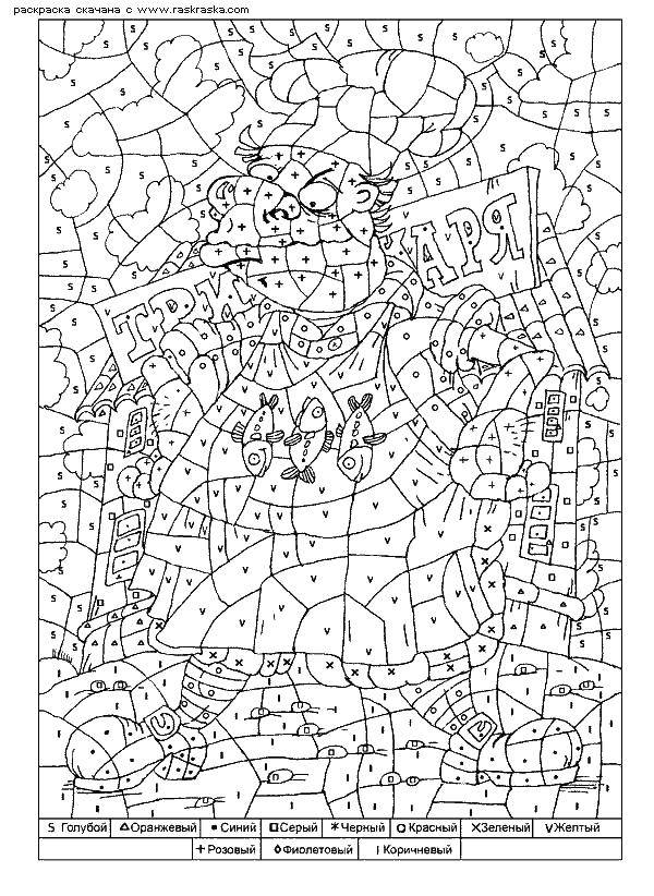 Coloring Paint a picture by numbers and signs. Category mathematical coloring pages. Tags:  marks , numbers, shapes.