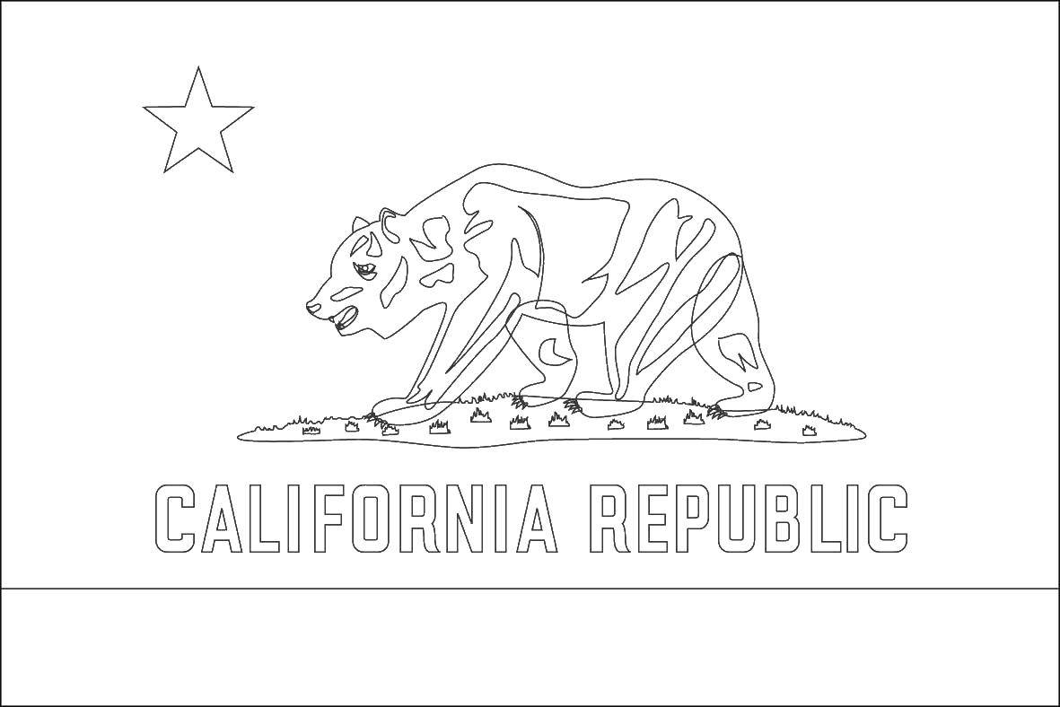 Название: Раскраска Знак республики калифорний. Категория: США. Теги: калифорния, знак города.