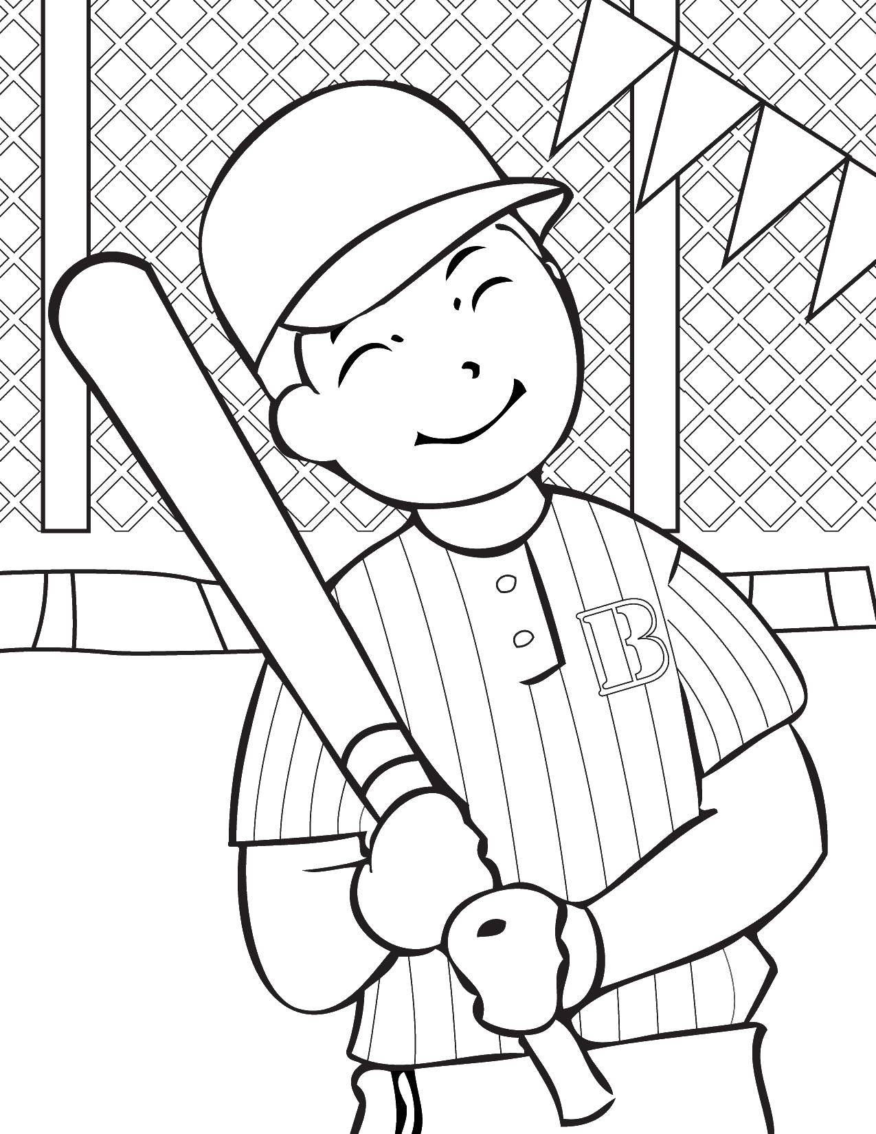 Название: Раскраска Мальчик держит бейсбольную биту. Категория: Спорт. Теги: мальчик , бейсбольная бита.
