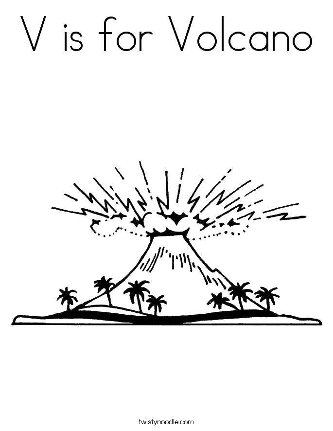 Название: Раскраска В значит вулкан. Категория: Вулкан. Теги: Вулкан, природа.