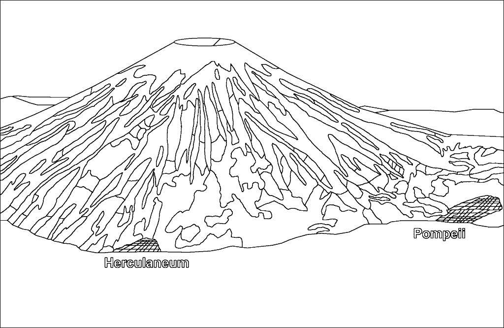 Coloring The volcano and Pompeii. Category Volcano. Tags:  volcano, Pompeii.