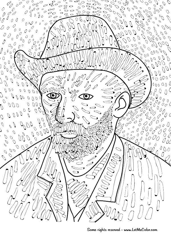Coloring Portrait of van Gogh. Category coloring. Tags:  picture, portrait, van Gogh.