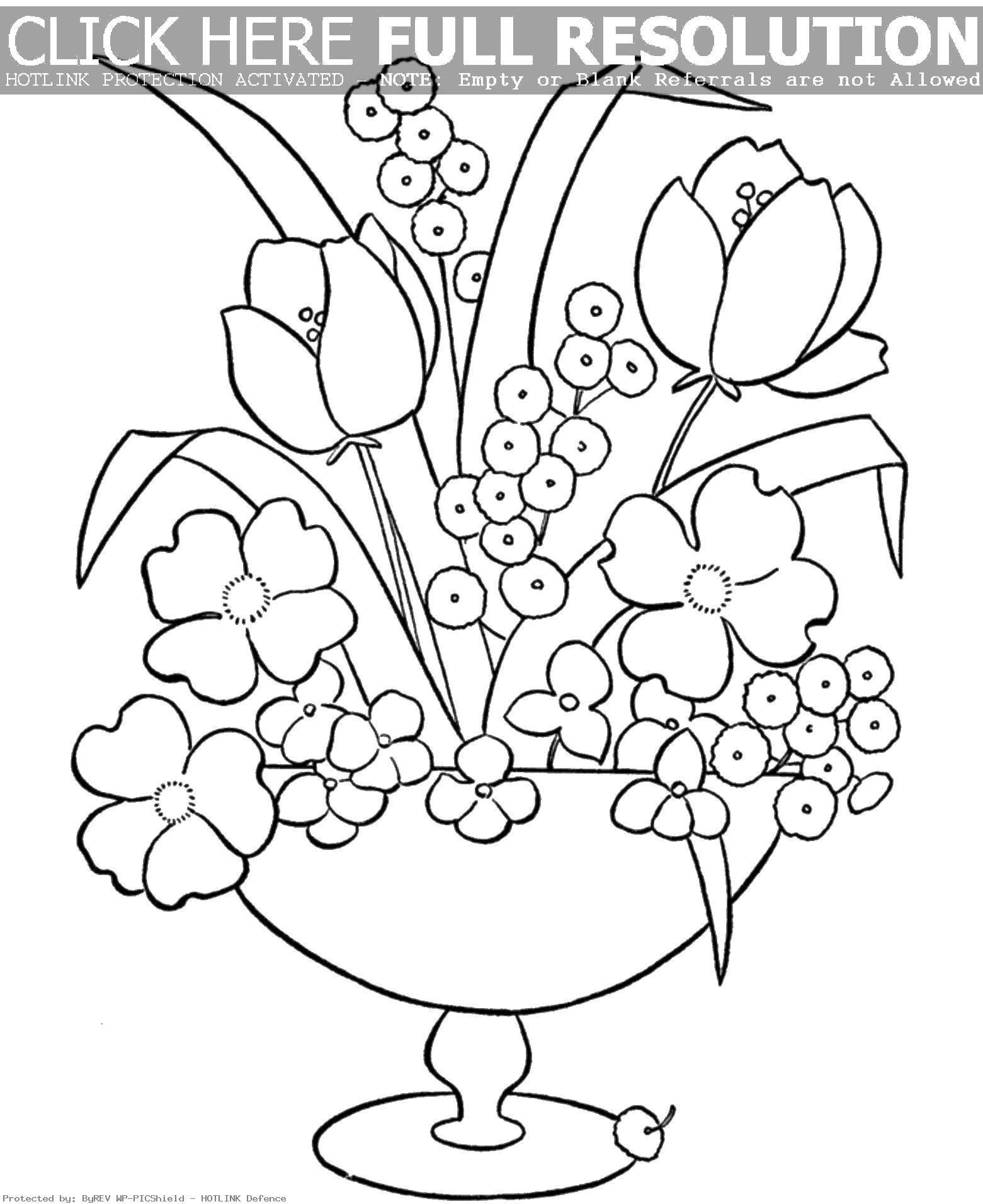 Coloring Bowl with flowers. Category Vase. Tags:  vase, bouquet, flowers.