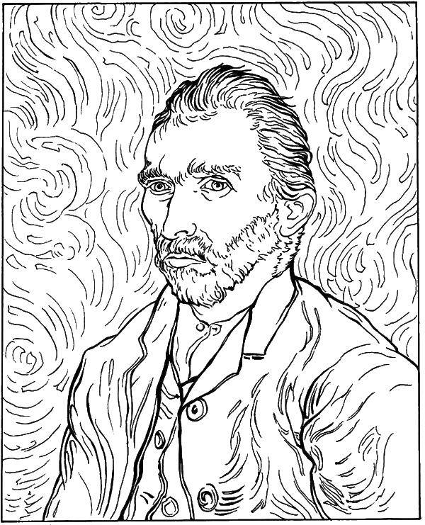 Coloring Van Gogh portrait. Category coloring. Tags:  Van Gogh, portrait.