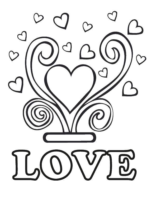 Coloring Love and hearts. Category Wedding. Tags:  heart, inscription.