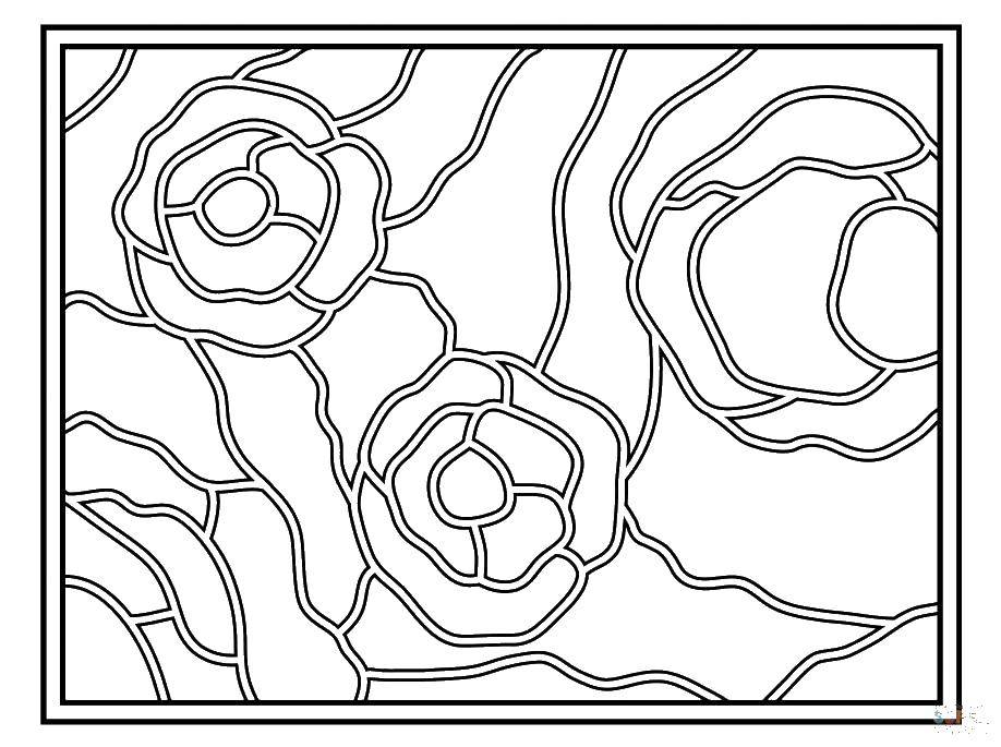 Coloring Stained glass roses. Category for stained glass. Tags:  Stained glass, flowers.