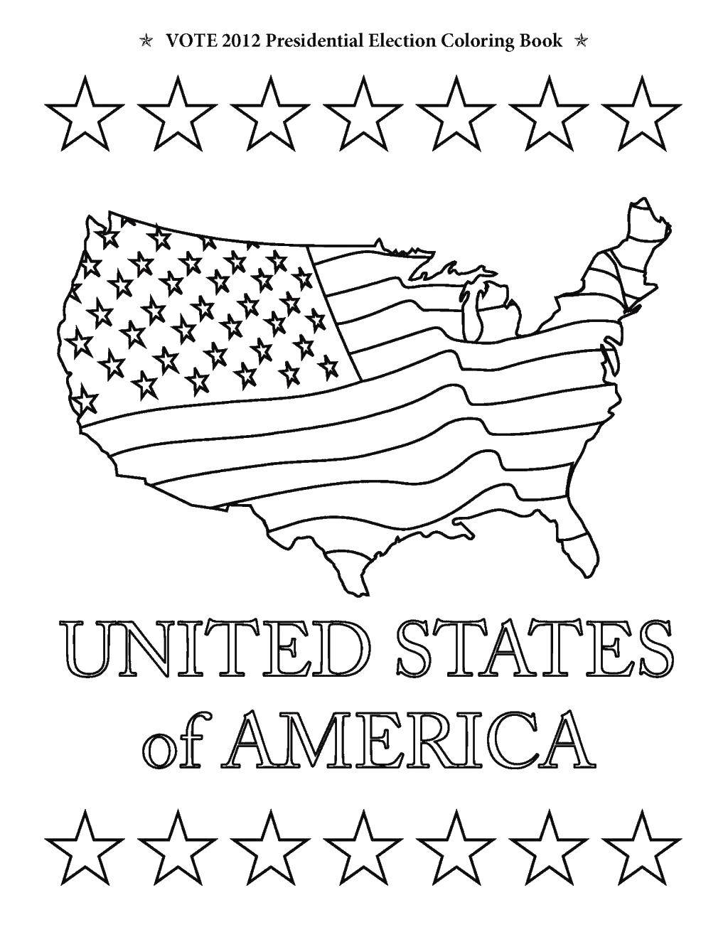 Розмальовки  Кордони сша. Завантажити розмальовку прапор, Америка, зірки.  Роздрукувати ,Весілля,