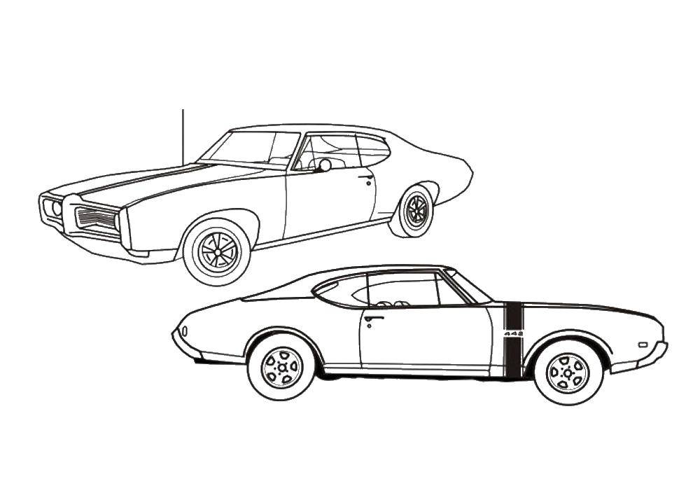 Coloring Two cars. Category Machine . Tags:  machine, wheel, antenna.
